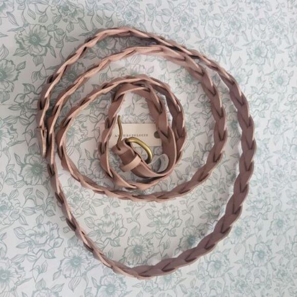 NWT Anthropologie Braided Leather Belt | Dusty Pink - Picture 4 of 4